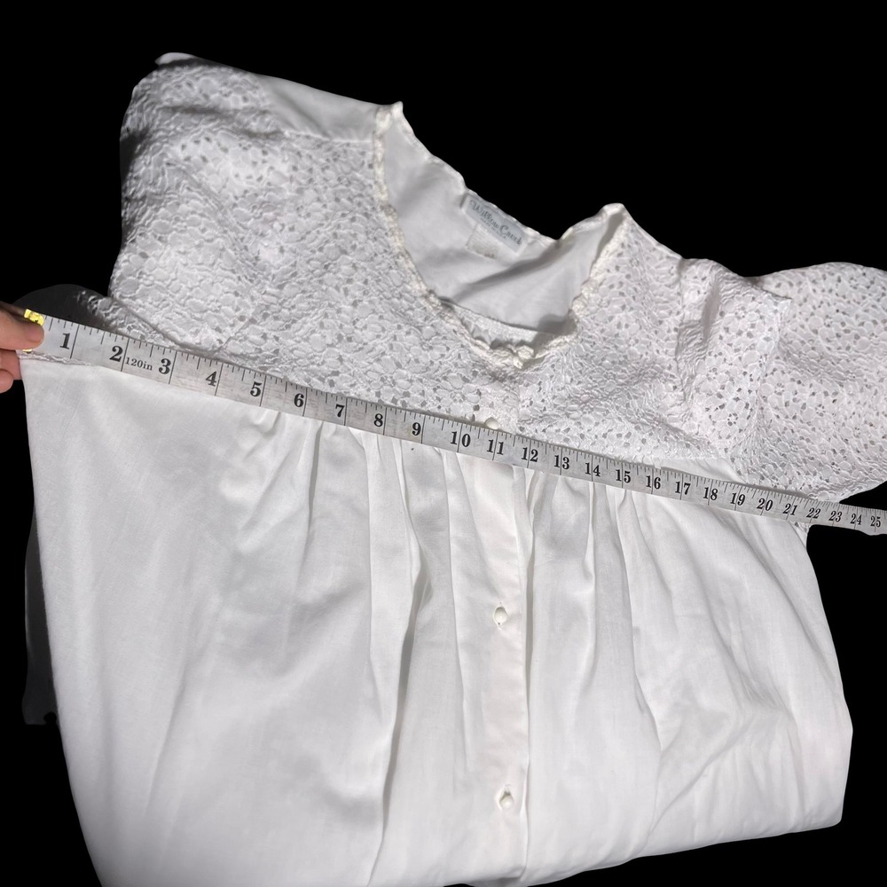 Willow Creek White Eyelet Lace Button Front House Dress Nightgown USA Made - Picture 6 of 9
